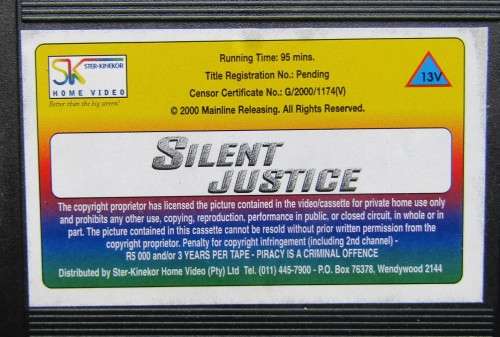 Silent Justice - Richard Tyson - Crime Movie VHS Tape (2000)