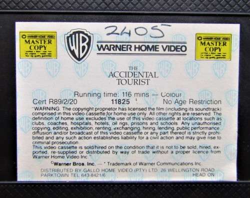 The Accidental Tourist - William Hurt - VHS Tape (1990)