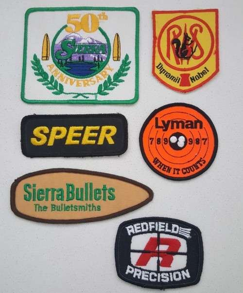6 Old Cloth Firearm Ammo Badges