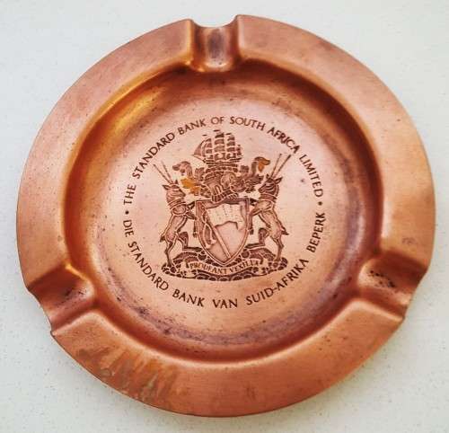 Vintage Standard Bank of South Africa Copper Ashtray