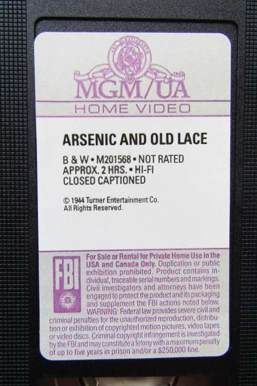 Arsenic and Old Lace - VHS Video Tape (1992)