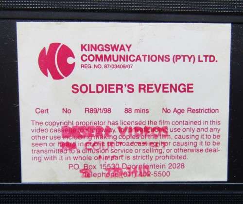 Soldier`s Revenge - John Savage - VHS Tape (1989)
