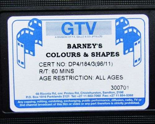 Barney`s Colours & Shapes - VHS Video Tape (1996)
