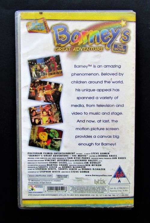 Barney`s Great Adventure - VHS Video Tape (1998)