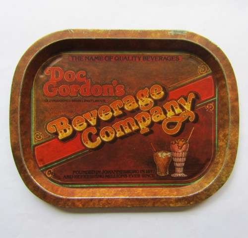 Vintage Doc Gordons Beverage Company Metal Bar Tray