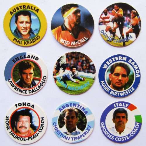 Lot of 9 Rugby Tazo Slamas from the 90`s