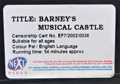 Barney`s Musical Castle - VHS Video Tape (2002)