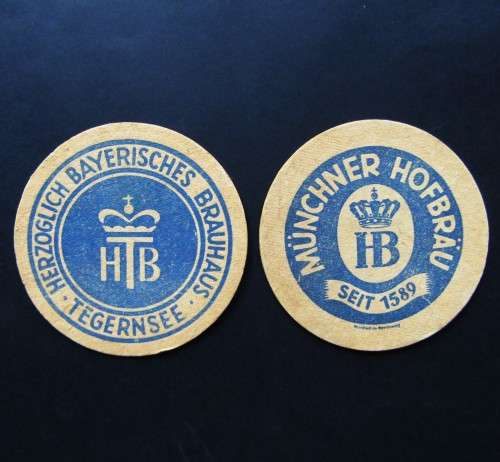 Vintage German HTB and Hofbräu Beer Coasters