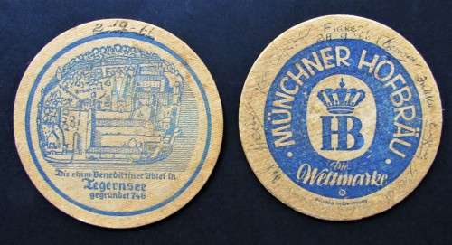 Vintage German HTB and Hofbräu Beer Coasters