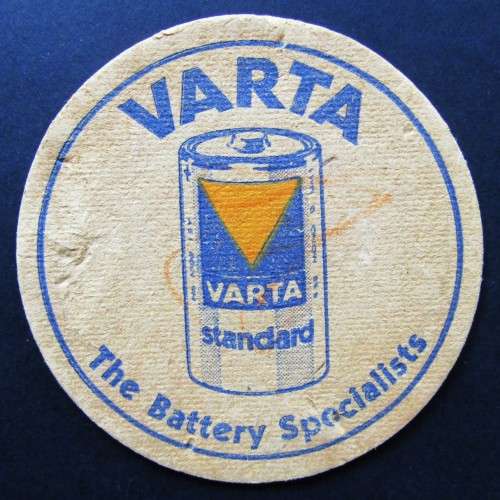 Vintage German Varta Batteries Advertising Bar Coaster