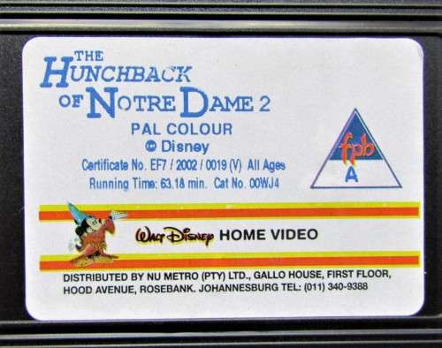 The Hunchback of Notre Dame 2 - Walt Disney VHS Tape (2002)