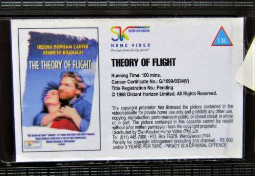 The Theory of Flight - Helena Bonham Carter - VHS Tape (1999)