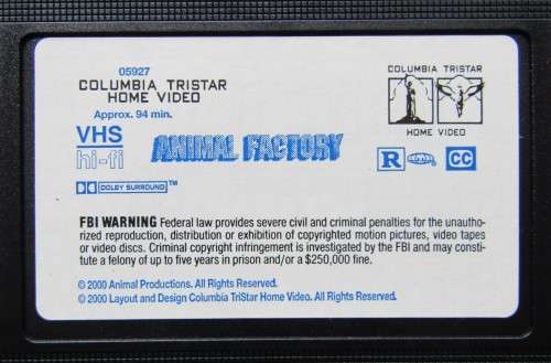 Animal Factory - Willem Dafoe - USA Prison Movie VHS Tape (2000)