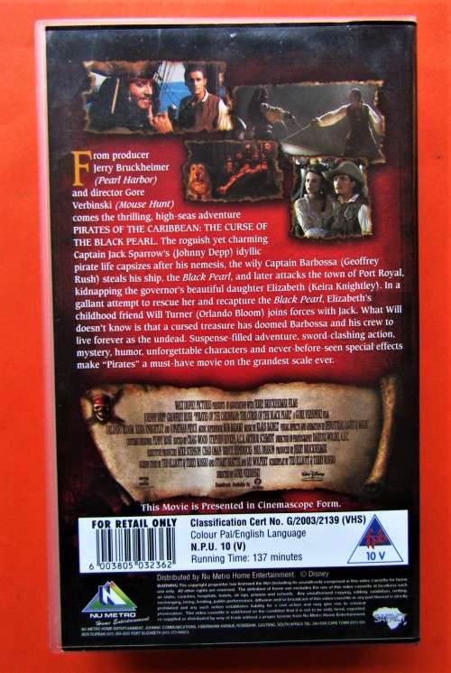 Pirates of the Caribbean - Walt Disney VHS Tape (2003)
