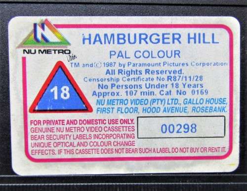 Hamburger Hill - Anthony Barrile - War Movie VHS Tape (1987)
