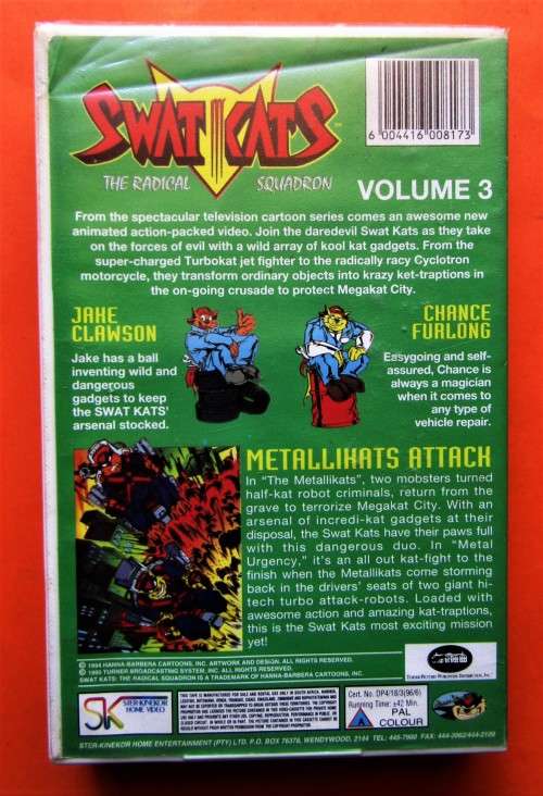 Swat Kats - Hanna Barbera Cartoon VHS Tape (1996)