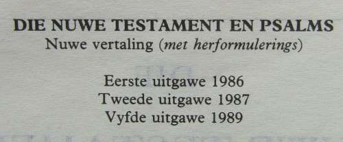 1989 SADF Chaplain Service Afrikaans Pocket Bible