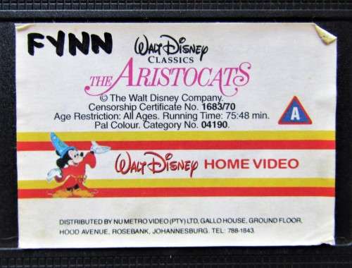 The Aristocats - Walt Disney Classic VHS Tape