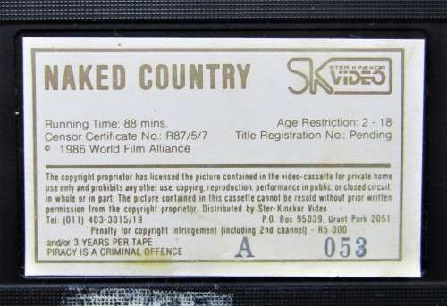 The Naked Country - Action Thriller VHS Tape (1987)