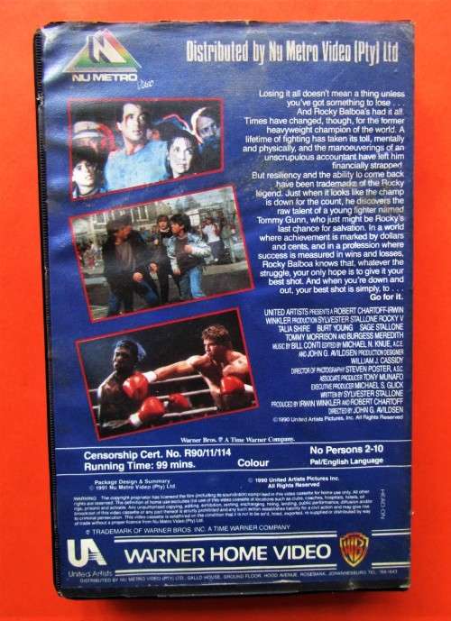 Rocky V - Sylvester Stallone - Boxing Movie VHS Tape (1991)