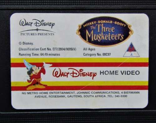 Mickey Donald Goofy - The Three Musketeers - Walt Disney VHS Tape (2004)