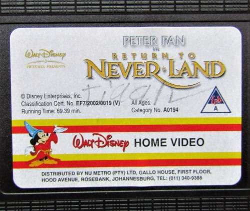 Peter Pan in Return to Neverland - Walt Disney VHS Tape (2002)