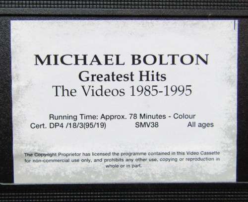 Michael Bolton - Greatest Hits 1985-1995 - VHS Video Tape