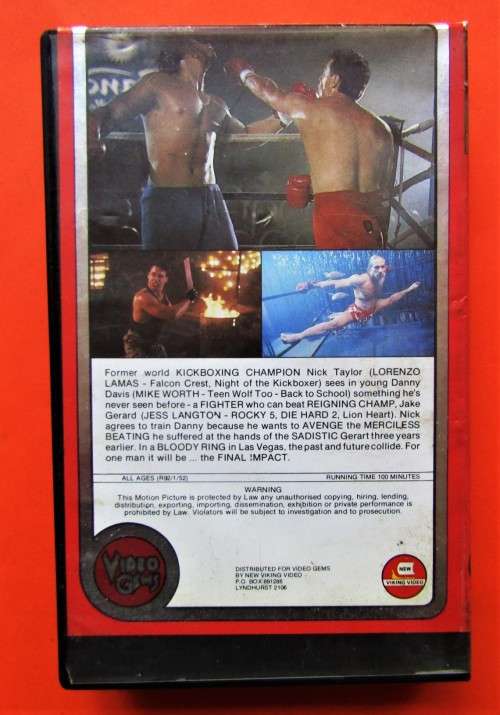 Final Impact - Lorenzo Lamas - Martial Arts Action VHS Tape (1992)