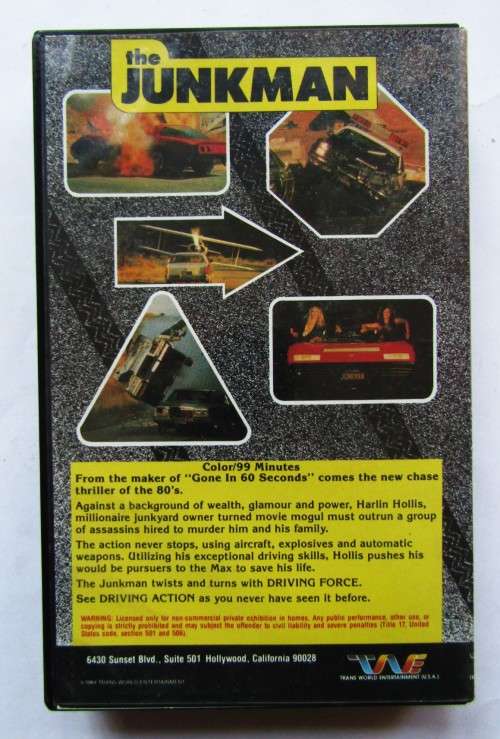 The Junkman - H.B. Halicki - Crime Action Movie VHS Tape (1986)