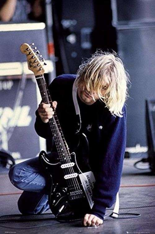 Kurt Cobain - On Ground with Guitar - Nirvana Maxi Poster