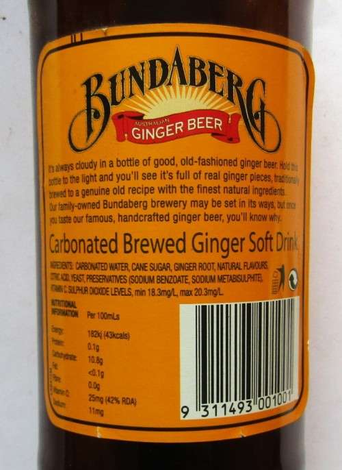 Old Australia Bundaberg 340ml Ginger Beer Bottle with Cap
