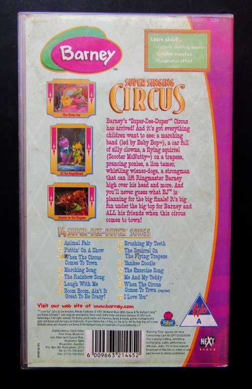 Barney: Super Singing Circus - VHS Video Tape (2002)