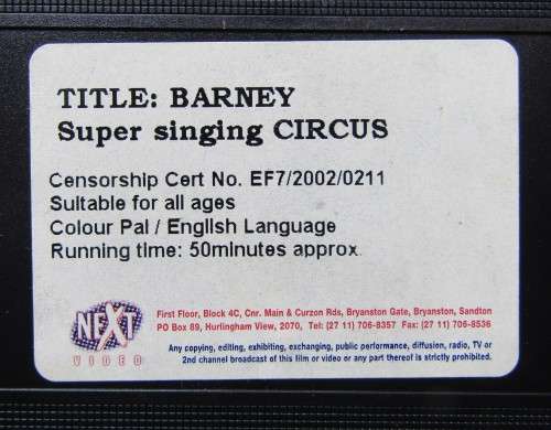 Barney: Super Singing Circus - VHS Video Tape (2002)
