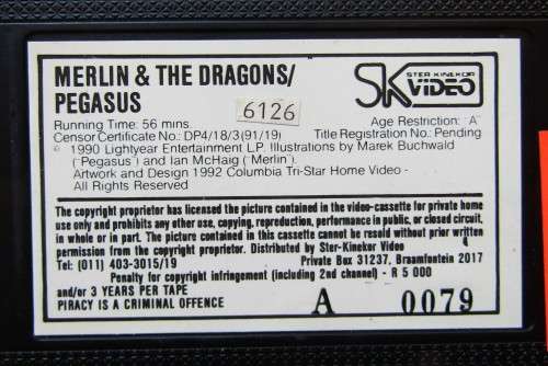 Merlin and the Dragons / Pegasus - VHS Video Tape (1992)