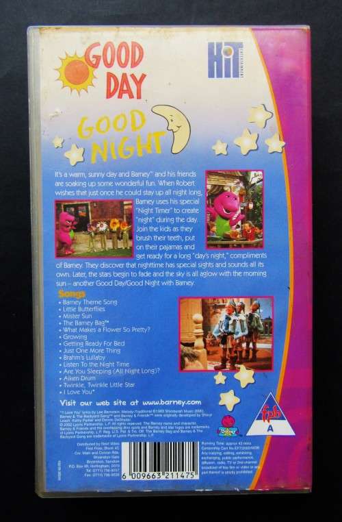 Barney: Good Day Good Night - Children`s VHS Video Tape (2002)