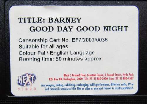 Barney: Good Day Good Night - Children`s VHS Video Tape (2002)