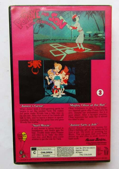 Popeye and Son 3 - Cartoon VHS Video Tape (1992)