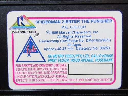 Spider-Man: Enter the Punisher - Marvel VHS Tape (1996)