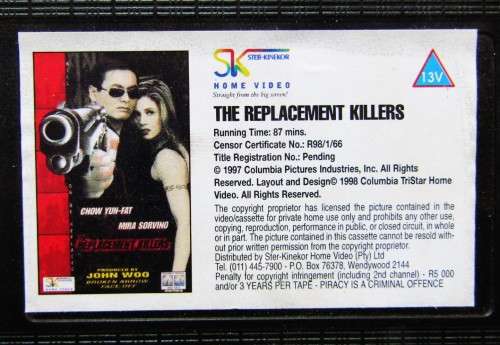 The Replacement Killers - Mira Sorvino - Action VHS Tape (1998)