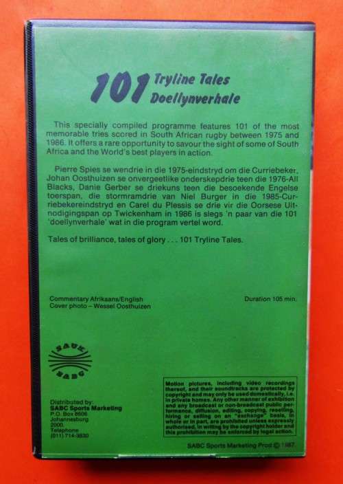 101 Tryline Tales - Rugby VHS Video Tape from 1988