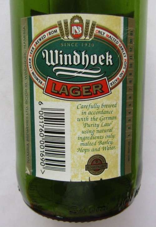 Old Namibia Windhoek Lager 340ml Beer Bottle with Cap