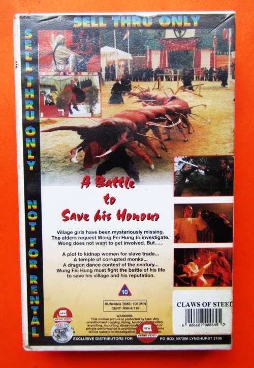 Claws of Steel - Jet Lee Martial Arts Action VHS Tape (1996)