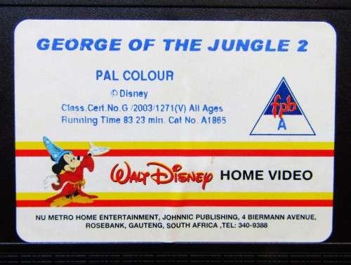 George of the Jungle 2 - Walt Disney VHS Video Tape (2003)