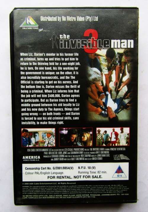 The Invisible Man 3 - VHS Video Tape (2001)