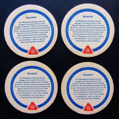 4 Old German Neunhof Beer Coasters