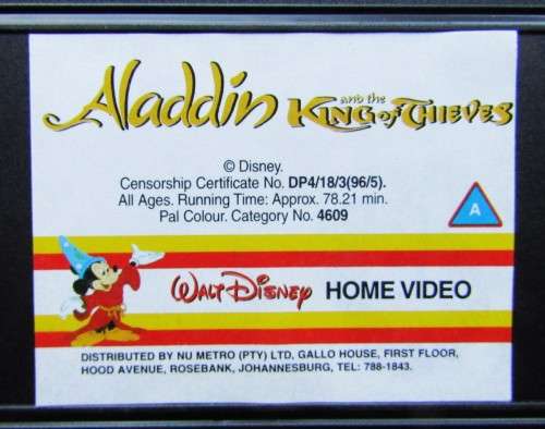 Aladdin and the King of Thieves - Walt Disney VHS Tape (1996)