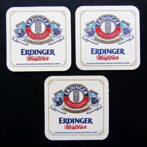 3 German Erdinger Beer Coasters