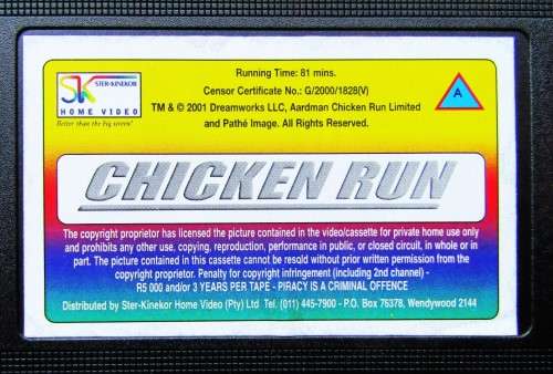 Chicken Run - Mel Gibson - Animated Movie VHS Tape (2001)