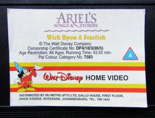 Ariel`s Songs & Stories - Wish Upon a Starfish - Disney VHS Tape (1996)