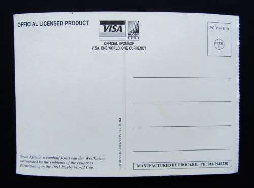 1995 Rugby World Cup - Joost vd Westhuizen Postcard